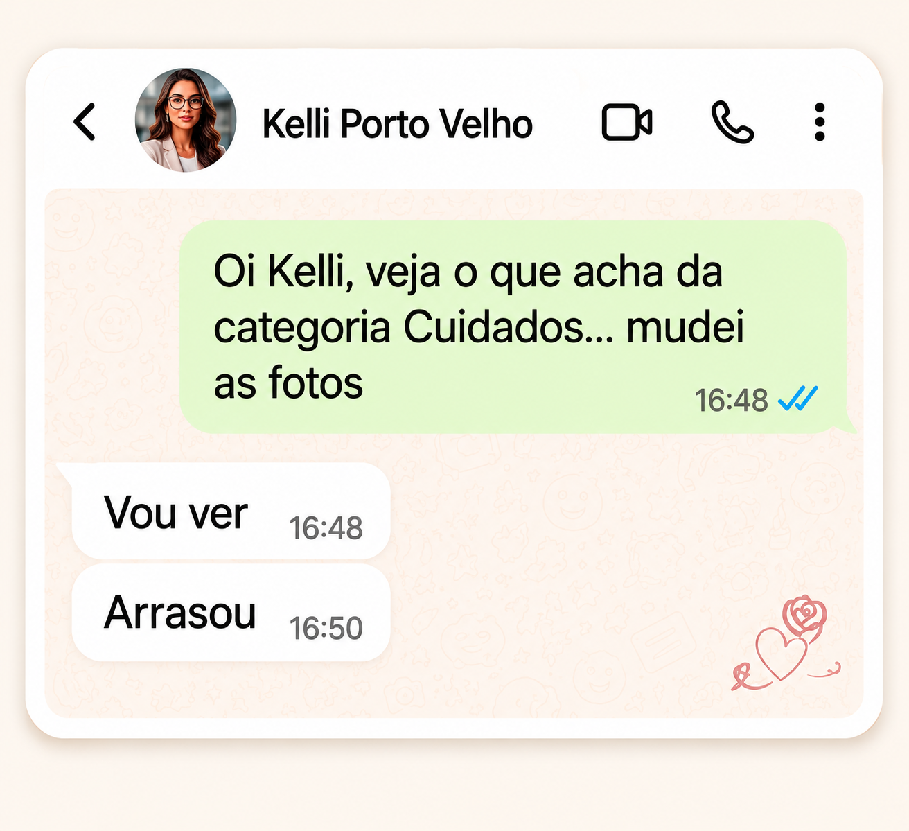 Depoimento de Kelli Porto Velho no WhatsApp