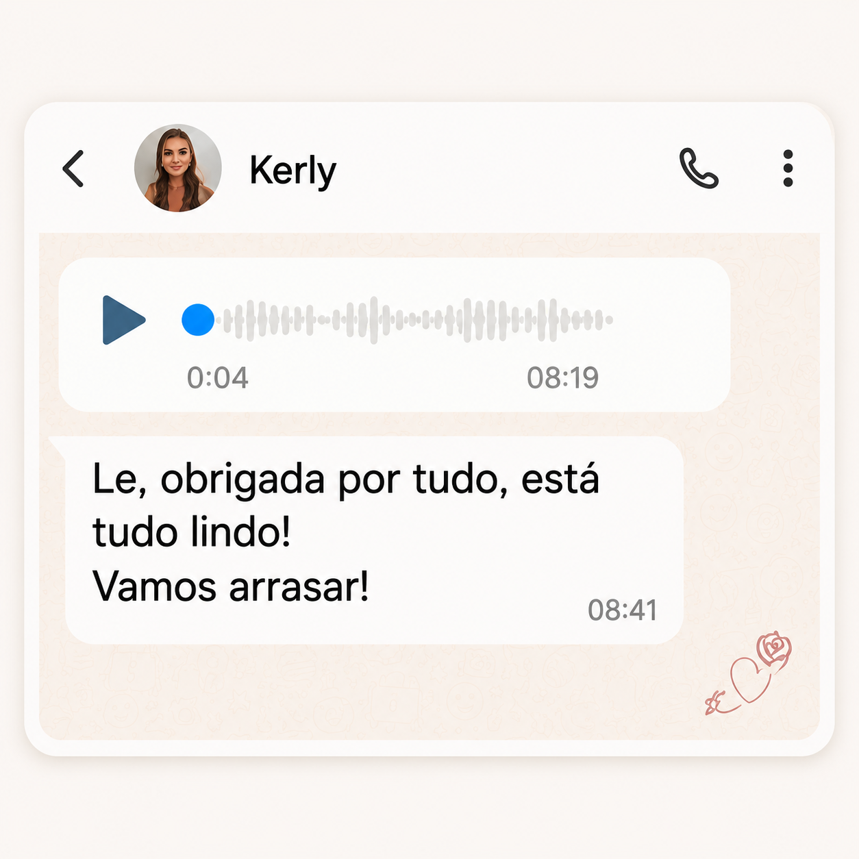 Depoimento de Kerly no WhatsApp